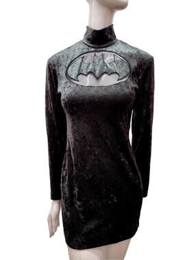 ALL THAT JAZZ Dress Batman 1989 1980s Sexy Bombshell Bodycon Stretch Velvet S/M